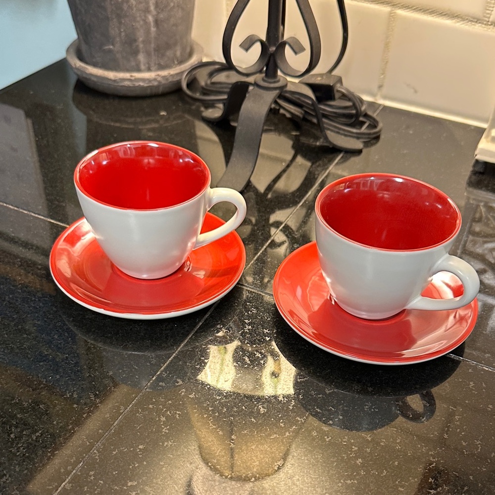 Starbucks Red and White Ceramic espresso set